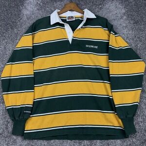 VTG Barbarian Rugby Wear Polo Shirt Mens Large Striped Long Sleeve Preppy